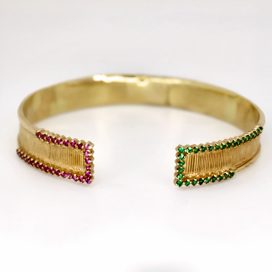 halved ruby emerald bracelet