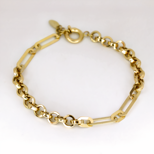 Wide & Circle Chains Bracelet