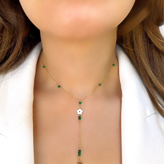 Green stones Fleur Necklace